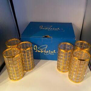 Rare Set of Six MCM Toril de Oro Imperial Highballs with Original Box - NOS